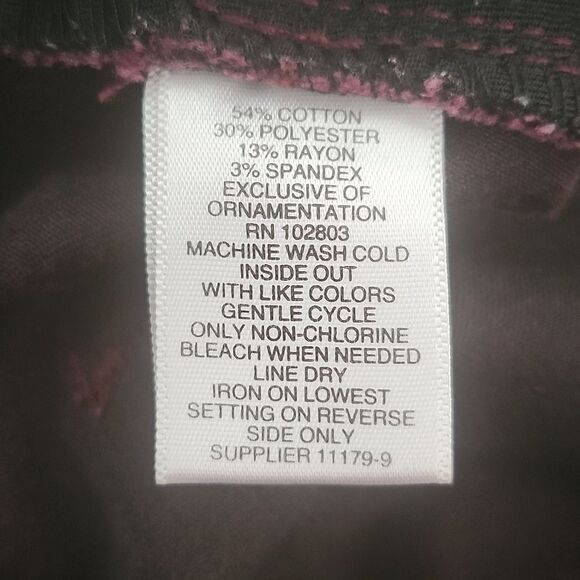 5/$55 Liz Claiborne Maroon Burgandy Tummy Control Slim Straight Leg Jeans, 8 - Picture 5 of 5